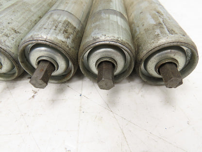 1.9"x 18.5"BF Galvanized Steel Gravity Conveyor Roller 7/16" Hex Axle Lot of 12