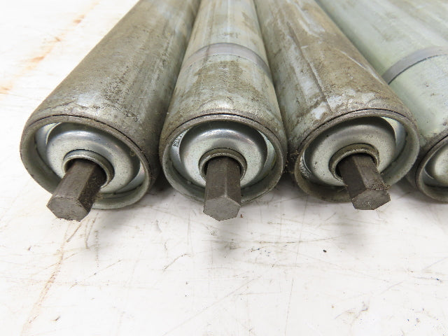 1.9"x 18.5"BF Galvanized Steel Gravity Conveyor Roller 7/16" Hex Axle Lot of 12
