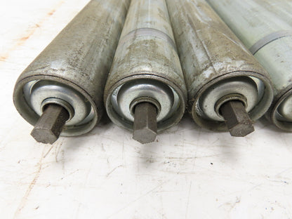 1.9"x 18.5"BF Galvanized Steel Gravity Conveyor Roller 7/16" Hex Axle Lot of 12