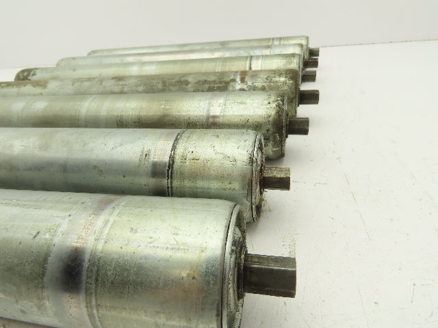 1.9"x 15"BF Galvanized Steel Gravity Conveyor Roller 7/16" Hex Axle  Lot of 7