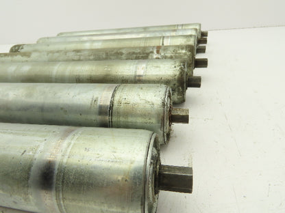 1.9"x 15"BF Galvanized Steel Gravity Conveyor Roller 7/16" Hex Axle  Lot of 7