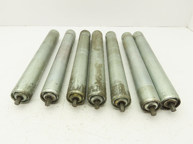 1.9"x 15"BF Galvanized Steel Gravity Conveyor Roller 7/16" Hex Axle  Lot of 7