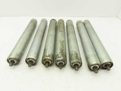 1.9"x 15"BF Galvanized Steel Gravity Conveyor Roller 7/16" Hex Axle  Lot of 7