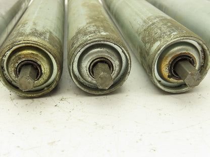 1.9"x 15"BF Galvanized Steel Gravity Conveyor Roller 7/16" Hex Axle  Lot of 7