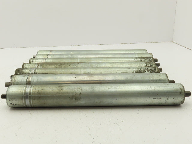 1.9"x 15"BF Galvanized Steel Gravity Conveyor Roller 7/16" Hex Axle  Lot of 7