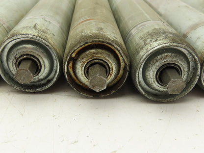 1.9"x 15"BF Galvanized Steel Gravity Conveyor Roller 7/16" Hex Axle  Lot of 7