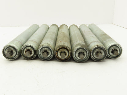 1.9"x 15"BF Galvanized Steel Gravity Conveyor Roller 7/16" Hex Axle  Lot of 7