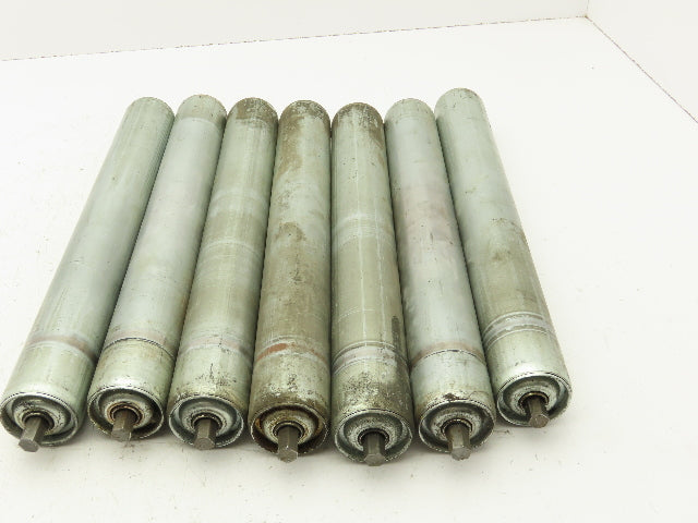 1.9"x 15"BF Galvanized Steel Gravity Conveyor Roller 7/16" Hex Axle  Lot of 7