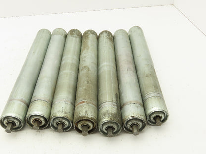 1.9"x 15"BF Galvanized Steel Gravity Conveyor Roller 7/16" Hex Axle  Lot of 7