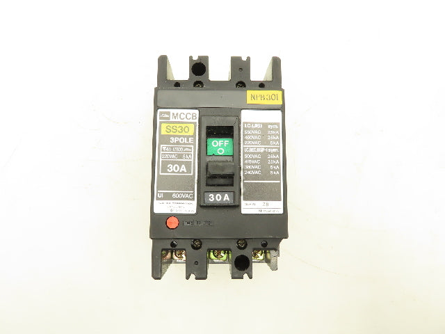Toshiba SS30 MCCB Circuit Breaker 30A 3 Pole 600V Lot of 2