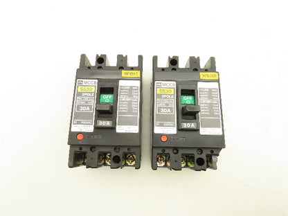 Toshiba SS30 MCCB Circuit Breaker 30A 3 Pole 600V Lot of 2