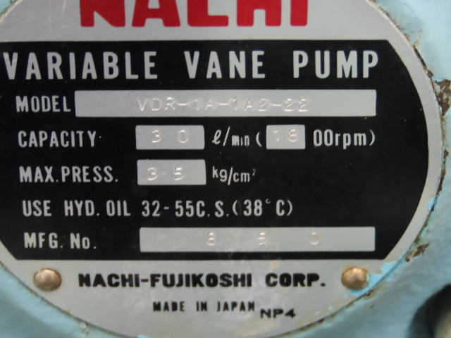 Daikin AKS30 Hydraulic Power Unit Nachi Vane Pump 30L/M 3.5Kg/CM 1.5kw 200V 3Ph