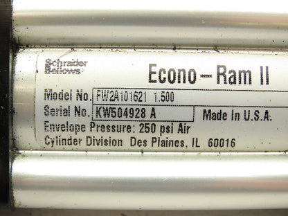 Schrader Bellows FW2A101621 Econo-Ram II Double Rod Air Cylinder 1.5" Stroke