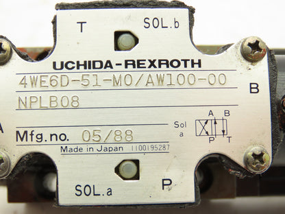 Rexroth 4WE6D-51-M0/AW100-00-NPLB08 Hydraulic Directional Solenoid Valve 110V