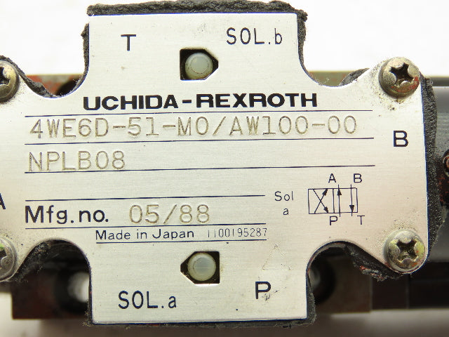 Rexroth 4WE6D-51-M0/AW100-00-NPLB08 Hydraulic Directional Solenoid Valve 110V