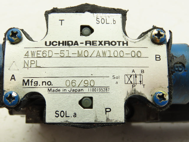 Rexroth 4WE6D-51-M0/AW100-00-NPL Hydraulic Directional Solenoid Valve 110V