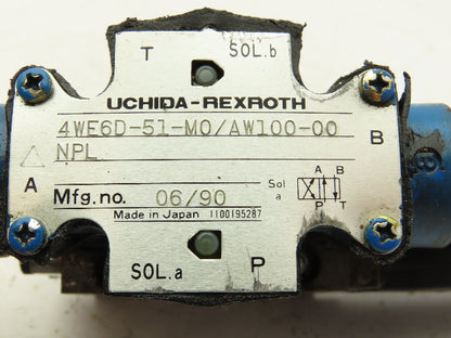 Rexroth 4WE6D-51-M0/AW100-00-NPL Hydraulic Directional Solenoid Valve 110V
