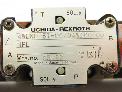 Rexroth 4WE6D-51-M0/0AW100-00-NPL Hydraulic Directional Solenoid Valve 110V