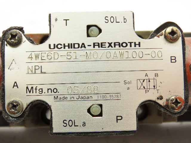 Rexroth 4WE6D-51-M0/0AW100-00-NPL Hydraulic Directional Solenoid Valve 110V