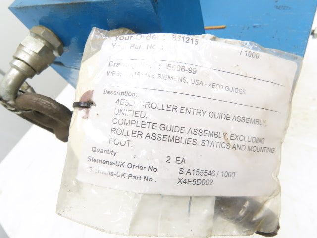 Siemens 4E5D002 VAI Entry Guide Assembly 4 Roller 3-3/4" OD Adjustable Base