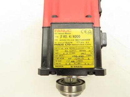 Fanuc A06B-0114-B075#0008 AC Servo Motor 0.13kw 4000RPM Encoder A20B-8200-004