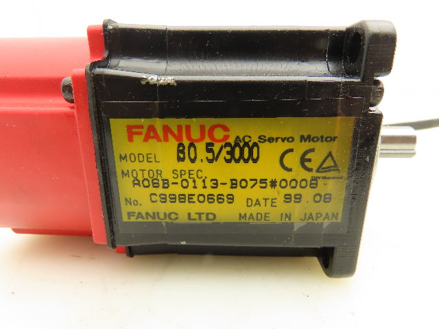 Fanuc A06B-0113-B075 AC Servo Motor 0.2kw 3000RPM Encoder A20B-8001-0560