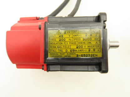 Fanuc A06B-0113-B075 AC Servo Motor 0.2kw 3000RPM Encoder A20B-8001-0560