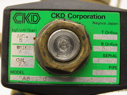 CKD GAB4126 Solenoid Valve 110V 2-Station Brass Manifold 1/4" NPT