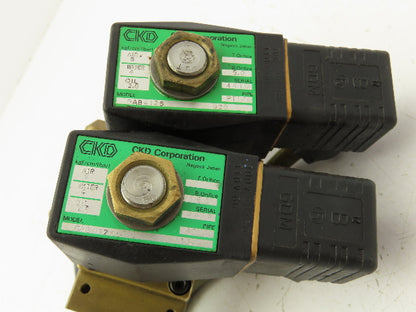 CKD GAB4126 Solenoid Valve 110V 2-Station Brass Manifold 1/4" NPT