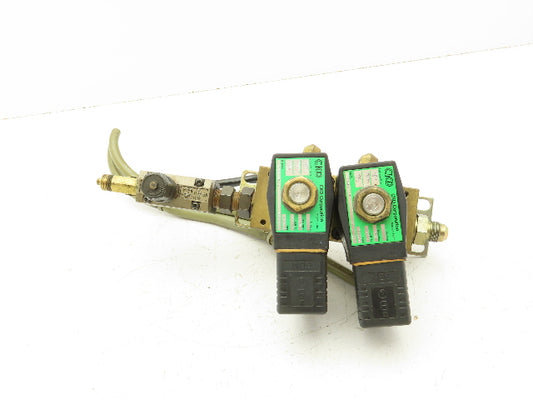 CKD GAB4126 Solenoid Valve 110V 2-Station Brass Manifold 1/4" NPT
