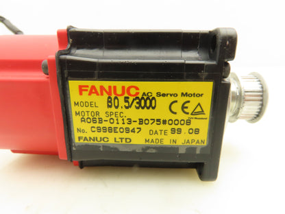 Fanuc A06B-0113-B075 AC Servo Motor 0.2kw 3000RPM Encoder A20B-8001-0560