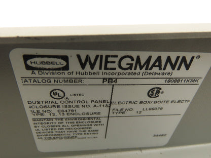 Wiegmann PB-4 Pushbutton Enclosure Luminated Green Momentary Button Selector