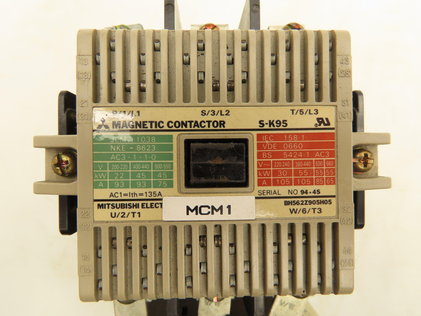 Mitsubishi S-K95 Magnetic Contactor 105A 200-240VAC 120V Coil 3 Pole