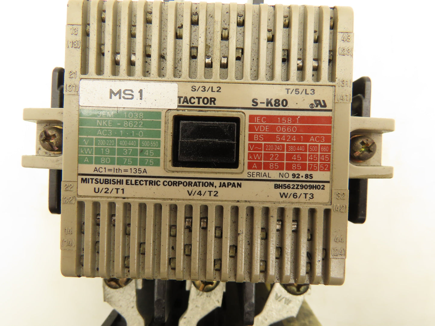 Mitsubishi Electric S-K80 Magnetic Contactor 85A 220-240V 120V Coil 3 Pole