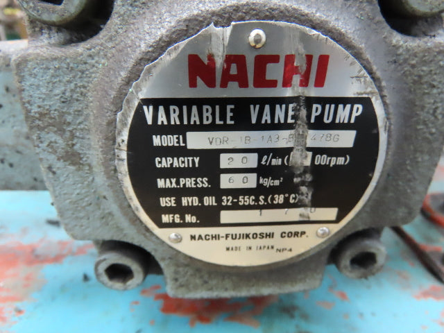 Nachi VDR Uni Pump Hydraulic Power Unit 5 GPM 1000 PSI 20 Gal 2Hp 230/460V 3PH