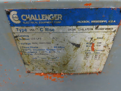 Challenger 123-LP3 Drive Isolation Transformer 118kva 460V Delta 460Y/266V