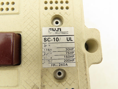 Fuji Electric SC-10/UL Magnetic Contactor 240A 240VAC 120V Coil 3 Pole