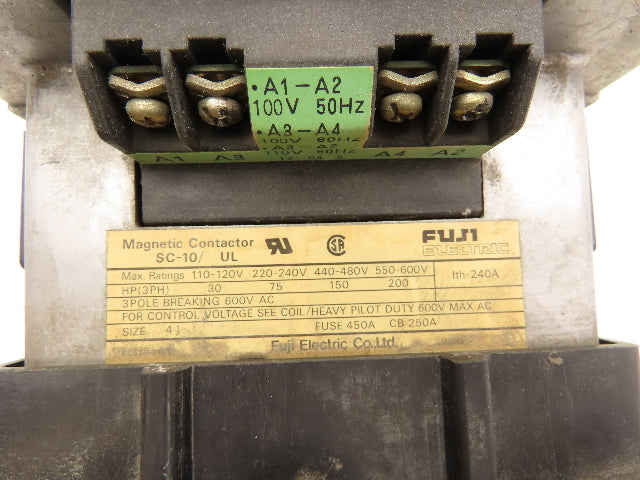 Fuji Electric SC-10/UL Magnetic Contactor 240A 240VAC 120V Coil 3 Pole