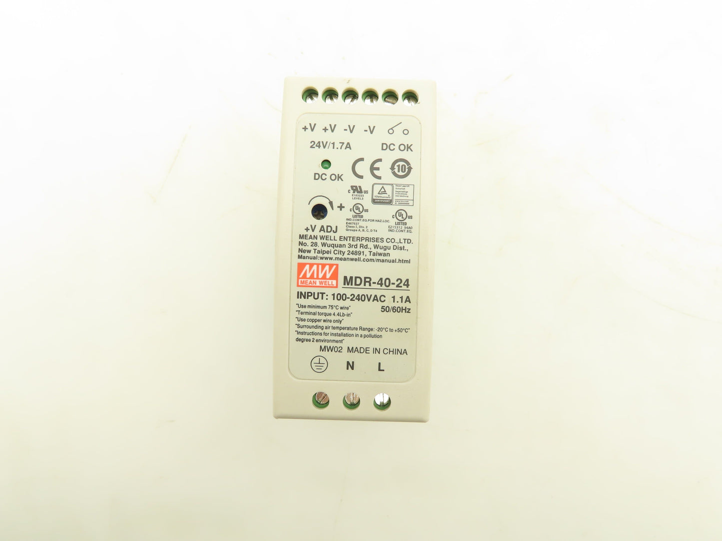 Mean Well MDR-40-24 DIN Rail Power Supply 100-240VAC to 24VDC 40W  Lot of 3
