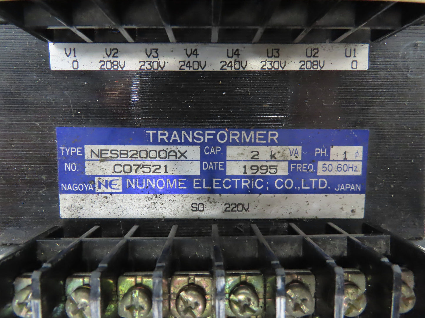 Numone Electric NESB2000AX Industrial Transformer 220V 208/240V 2KVA 1PH
