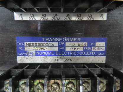 Numone Electric NESB2000AX Industrial Transformer 220V 208/240V 2KVA 1PH
