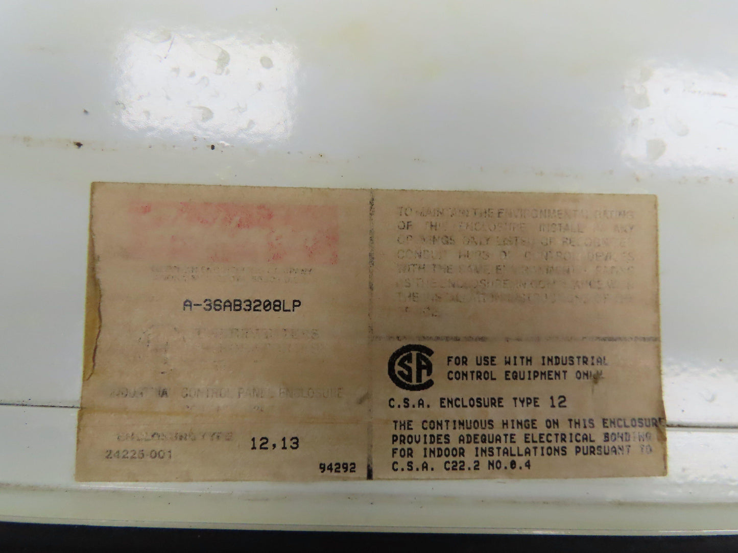 Hoffman Electrical Enclosure 36x32x8" 30A Fusible Disconnect Backplate