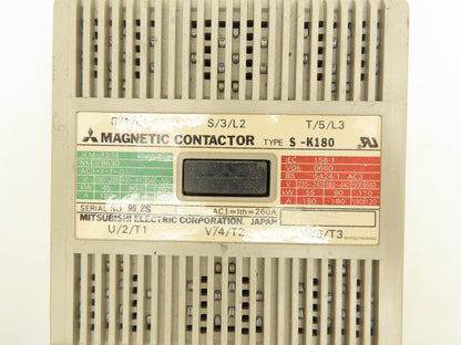 Mitsubishi S-K180 Magnetic Contactor 180A 220-240V 120V Coil 3 Pole