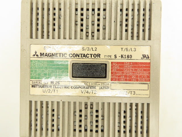 Mitsubishi S-K180 Magnetic Contactor 180A 220-240V 120V Coil 3 Pole