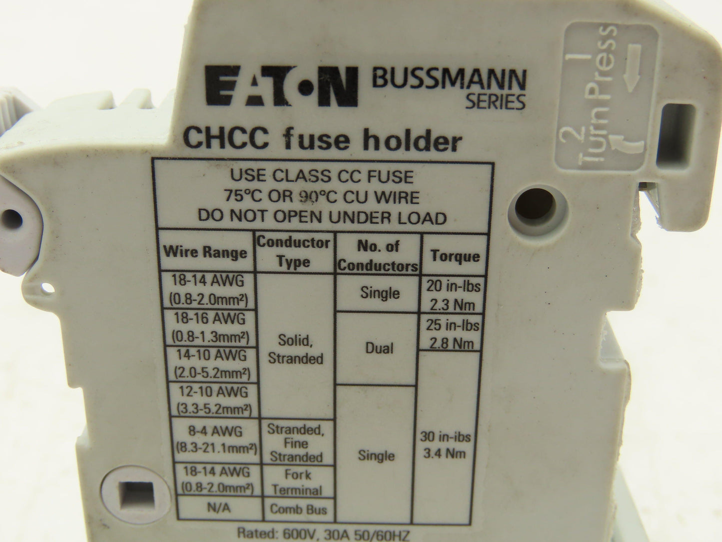 Eaton CHCC1DIU DIN Rail Fuse Holder 1-Pole 30A w/Indicator Light  Lot of 6