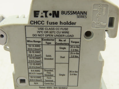 Eaton CHCC1DIU DIN Rail Fuse Holder 1-Pole 30A w/Indicator Light  Lot of 6