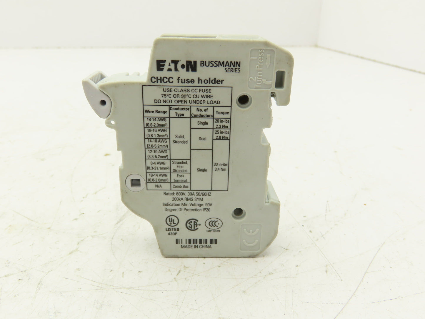 Eaton CHCC1DIU DIN Rail Fuse Holder 1-Pole 30A w/Indicator Light  Lot of 6