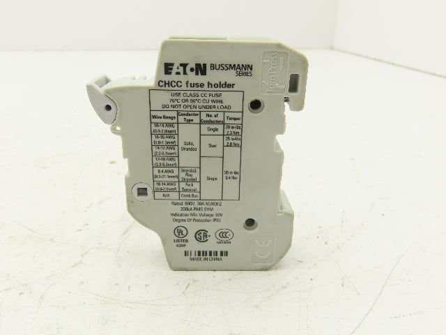 Eaton CHCC1DIU DIN Rail Fuse Holder 1-Pole 30A w/Indicator Light  Lot of 6