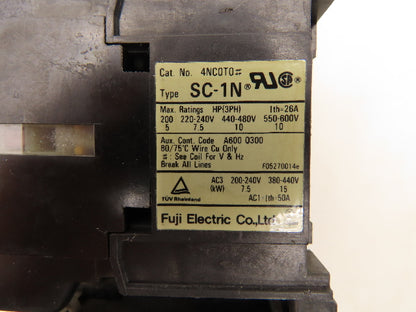 Fuji Electric SC-1N 26 Magnetic Contactor 50A 220-240V 200-220V Coil 3 Pole