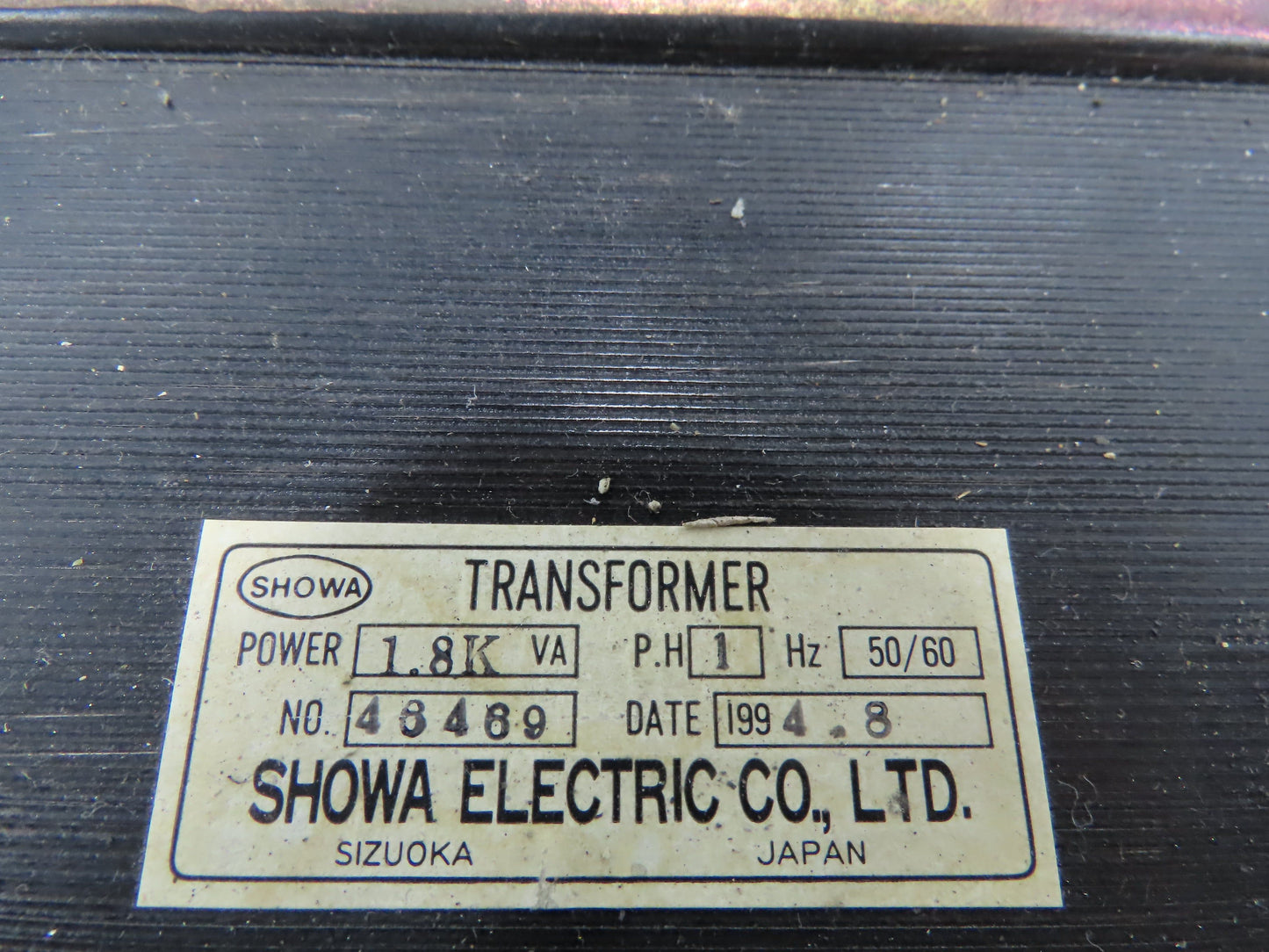Showa Electric Industrial Transformer 240V 1.8KVA 1PH